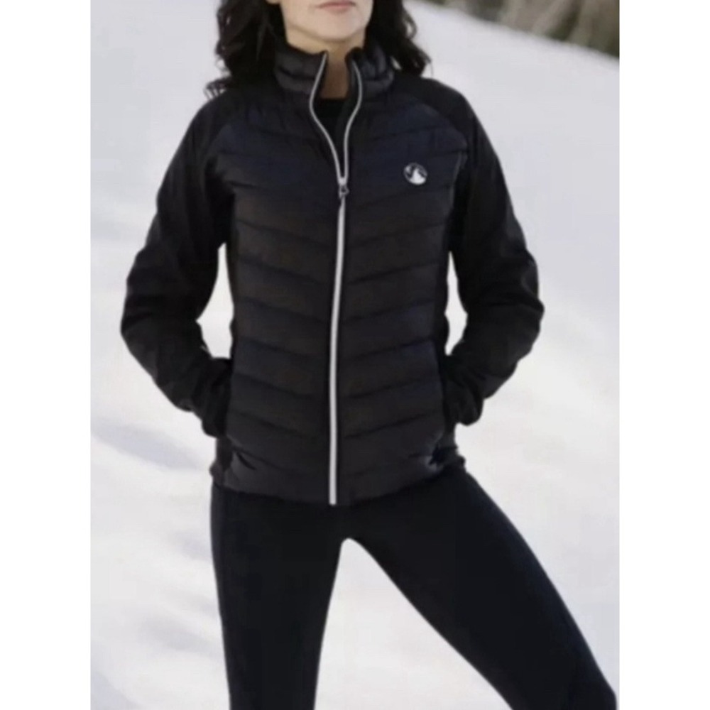 Zyia Active Women's Black Whistler Hybrid‎ Packable Hike Running Puffer Jacket S